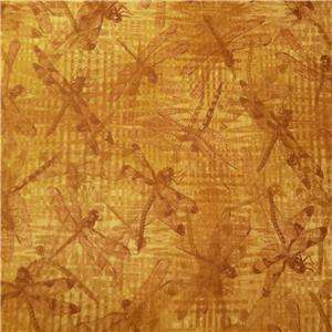Benartex Cotton Fabric Honey Brown, Dragonflies BTY  