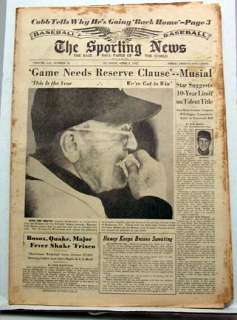 April 3, 1957 SPORTING NEWS Ty Cobb/Hal Smith/Williams  