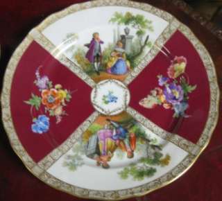 Set of 10 Antique Quatrefoil Decorated Dresden Plates ca. 1900  