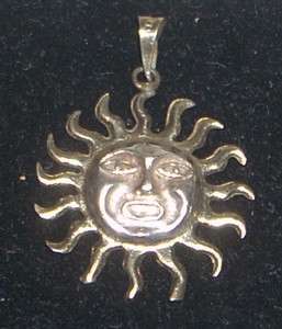 Vintage Mexican Sterling Sun Face / Aztec Sun God Pendant  