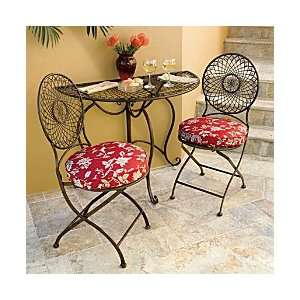  Metal Half Round Folding Table and Set of 2 Bistro Chairs 
