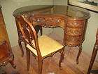 FRENCH MAHOGANY CARVED KIDNEY WRITING DESK W/ CHAIR