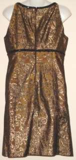 JONES NEW YORK Bronze & Black Brocade Beaded Dress   Sz 10  