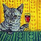 OCICAT cat at the WINE Bar art Tile Coaster ANIMAL GIFT