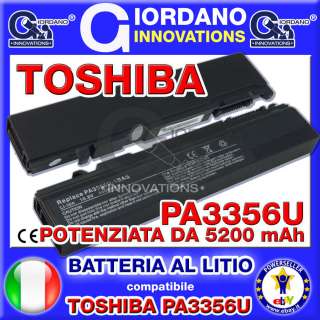   al litio PA3356U POTENZIATA DA 5200 mah per Computer TOSHIBA   NUOVA