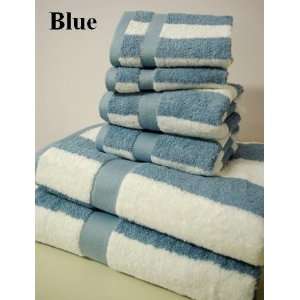 pcs Set 100% Egyptian Cotton Stripe Blue Towels (Includes 2 Bath 
