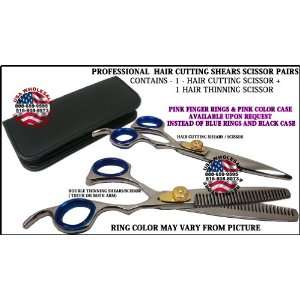   CUTTING + HAIR THINNING DOUBLE SHEARS SCISSOR IN PAIR WITH FREE CASE