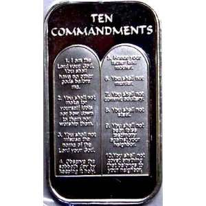  1 Troy oz 10 Commandments 0.999 Pure Silver Bar 