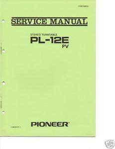 Original Service Manual Pioneer PL 12E Turntable  