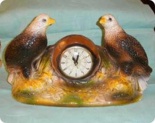 Lanshire Double Eagle TV Clock Chalkware Electric 1950s  