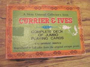 Vintage Currier & Ives Jumbo Playing Cards Color Prints  