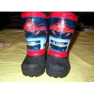   Black & Red Spiderman Lined Winter Snow Boots Size 5 