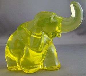 Mosser Glass   Vaseline Glass Elephant  