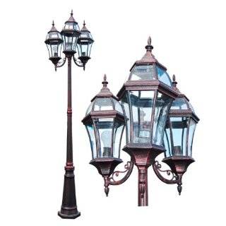  Sunergy Solar Powered 6.5 Lamp Post w/ 3 Lanterns and 