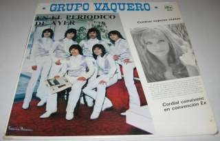 GRUPO VAQUERO   EN EL PERIODICO DE AYER   MEXICAN LP tejano  