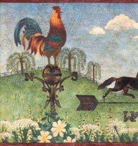 Weather Vane Rooster Cow Sheep Horse Wallpaper Border  
