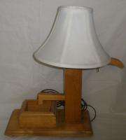 Vintage Wooden Water Pump Planter Table Lamp Works GUC  