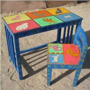   Wood Hand Painted Kids Student Desk Study Table Furniture & Decor