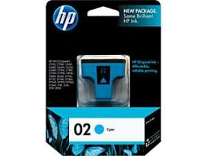 HP 02 C8771WN New Genuine Cyan Ink Cartridge  