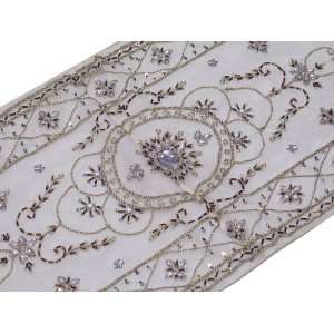  White Indian Decor Runner Embroidered Beautiful Chic Table 