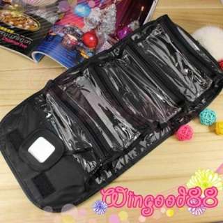 Roll Up Cosmetic Zebra Holder Mirror Makeup Beauty Case Pouch Purse 