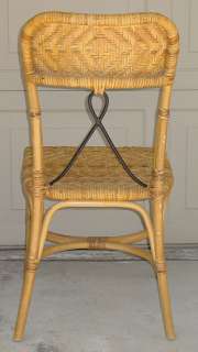 SET OF 4 WICKER & WROUGHT IRON TABLE CHAIRS  