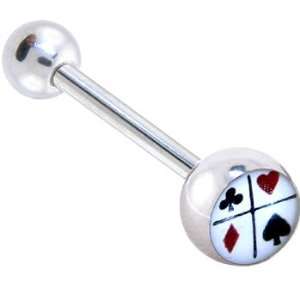  Playing Card Suits Logo Barbell Tongue Ring Jewelry