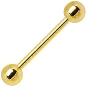 Tongue Ring Gold Anodized Titanium Straight Barbell Surgical Steel 14 