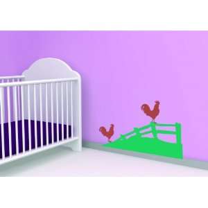  Removable Wall Decals  Rooster and Fence