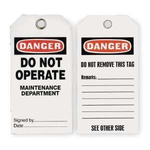 Safety and Maintenance Tags Lockout Tag,Danger Do Not Operate,Pk 25 