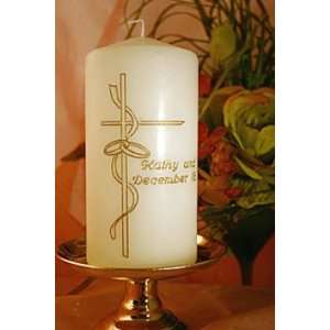  Cross with Wedding Rings Centerpiece Candle