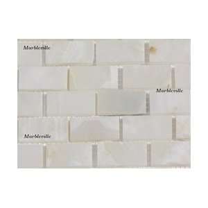   of 1x2 White Onyx Brick Pattern Polished Mosaic Tiles 