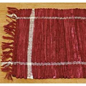   Set of 4 Burgundy Heavy Cotton Woven Rag Rug Placemats